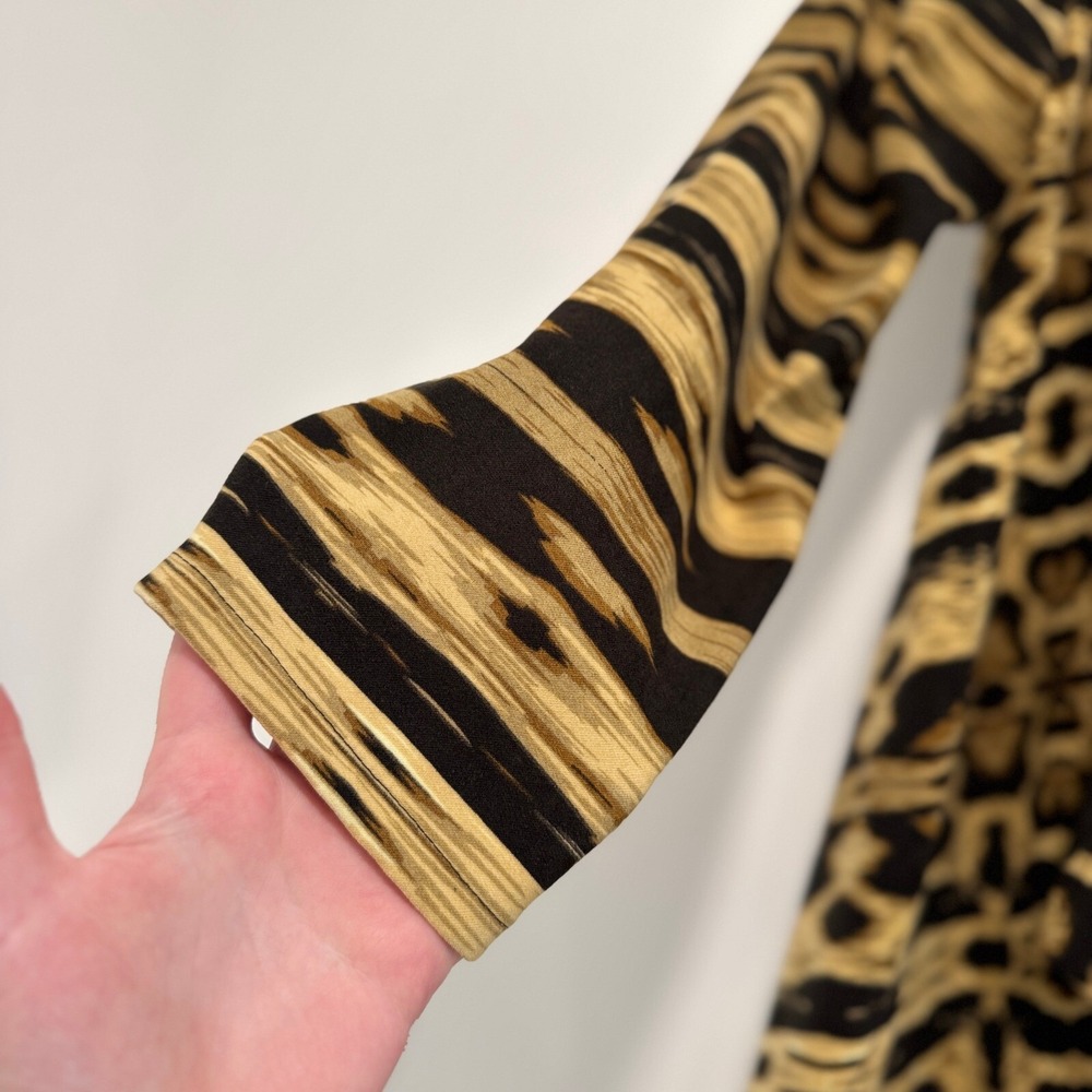 Alberto Makali‎ Leopard Print Open Front Knit Cardigan Jacket S Made in USA Glam - Picture 5 of 10